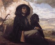 Self-Portratit with Black Dog Gustave Courbet